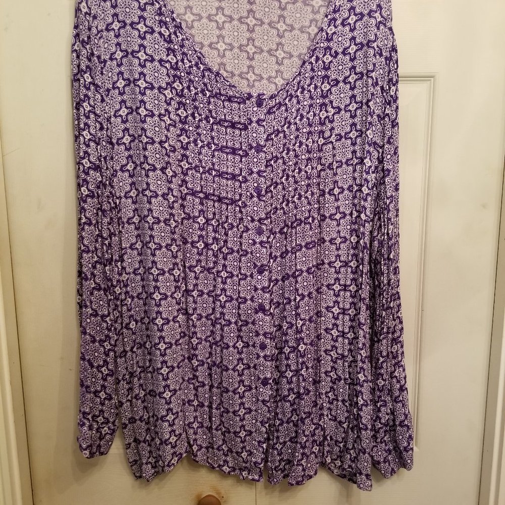 BOHO purple and White Blouse